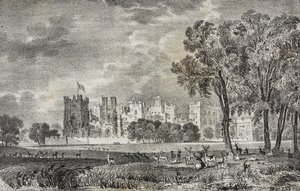 Castillo de Raby, Durham, Inglaterra, Reino Unido, litografía de Salvatore Puglia de Poliorama Pittoresco, n 42, 27 de mayo de Salvatore Puglia