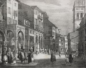 Camino Real, Corfú, Grecia, litografía de Salvatore Puglia de Poliorama Pittoresco, n 23, 11 de enero de Salvatore Puglia