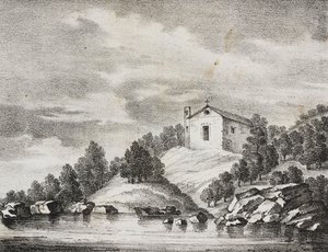 Santuario de Peschici, Apulia, Italia, litografía de Salvatore Puglia del Poliorama Pittoresco, n 51, 27 de julio de Salvatore Puglia
