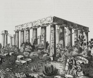 Templo de Apolo en el monte Panelenio, Grecia, litografía de Salvatore Puglia de Poliorama Pittoresco, n 40, 14 de mayo de Salvatore Puglia
