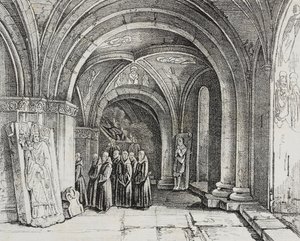 Iglesia subterránea de la catedral de Basilea, Suiza, litografía de Salvatore Puglia de Poliorama Pittoresco, n 50, 22 de julio de Salvatore Puglia