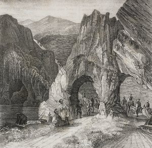 Vista en los Balcanes, litografía de Salvatore Puglia de Poliorama Pittoresco, n 13, 2 de noviembre de Salvatore Puglia