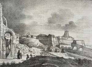 Vista de Crotone, Calabria, Italia, litografía de Salvatore Puglia de Poliorama Pittoresco, n 51, 29 de julio