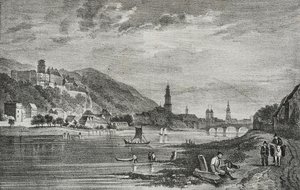 Vista de Heidelberg, Alemania, litografía de Salvatore Puglia del Poliorama Pittoresco, n 28, 19 de febrero de Salvatore Puglia