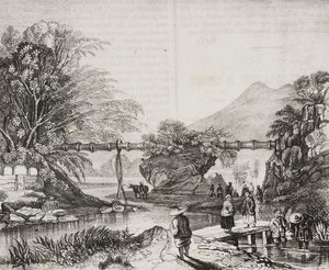 Vista del valle de Hong Kong, China, litografía de Salvatore Puglia de Poliorama Pittoresco, n 14, 9 de noviembre