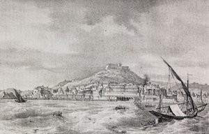 Vista de Nápoles desde el mar, Campania, Italia, litografía de Salvatore Puglia de Poliorama Pittoresco, n 2, 17 de agosto de Salvatore Puglia