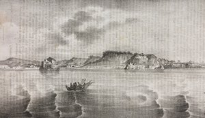 Vista de Posillipo desde la carretera de Coroglio, Campania, Italia, litografía de Salvatore Puglia de Poliorama Pittoresco, n 30, 2 de marzo. de Salvatore Puglia