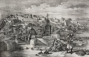 Vista de la ciudadela de Tánger, Marruecos, litografía de Salvatore Puglia de Poliorama Pittoresco, n 26, 3 de febrero de Salvatore Puglia