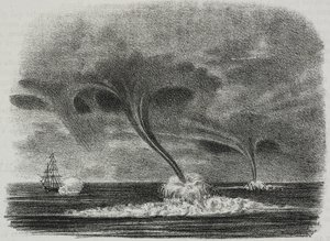 Waterspouts, litografía de Salvatore Puglia del Poliorama Pittoresco, n 48, 9 de julio de Salvatore Puglia