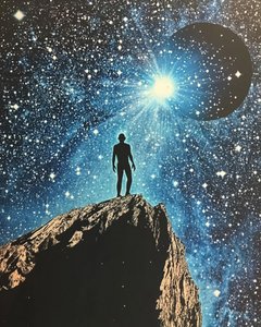 Un hombre contemplando el cosmos de Samantha Hearn