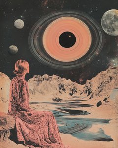 Mujer contemplando el cosmos