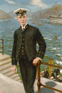Eduardo, príncipe de Gales, futuro rey Eduardo VIII (litografía en color)