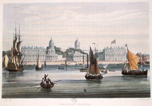 Hospital de Greenwich, grabado por R.G. Reeve (fl.1811-37) 1828 de Samuel (after) Owen