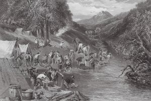 Australia: Alluvial Gold Washing (grabado) de Samuel (after) Prout