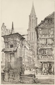 La Rue Mercière y la fachada oeste de la Catedral de Estrasburgo de Samuel (after) Prout