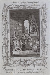 Dunstan Arrastrando al Rey Edwy de su Consorte, la Reina Ethelgiva en el Día de su Coronación de Samuel (after) Wale
