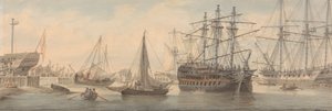 Hombres de guerra y otros buques en el Támesis (probablemente en Deptford)