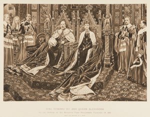 El Rey Eduardo VII y la Reina Alexandra en el Parlamento