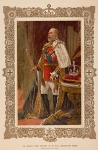 El rey Eduardo VII con los hábitos de la coronación de Samuel Begg