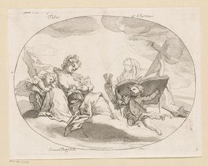 Fides (Fe) y Charitas (Amor) Fides et Charitas (título sobre el objeto) Varios diseños (título de la serie) Opera Varia Historica, Poetica & Iconologica (título de la serie) de Samuel Bottschild