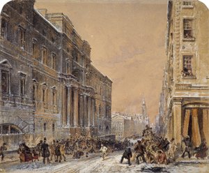 Lanzamiento de bolas de nieve fuera de la Universidad de Edimburgo de Samuel Bough