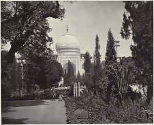 Vista del Taj Mahal y su jardín El Taj, desde el Jardín (título original) El Taj (título sobre el objeto) de Samuel Bourne (signed by artist)