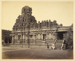 Una vista del Templo Subrahmanya cerca de la Pagoda, Tanjore