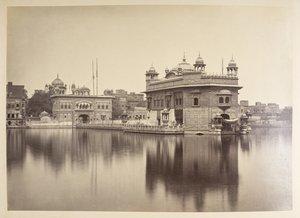 El Templo Dorado, Umritsar.  Fotógrafo: Bourne, Samuel El Templo Dorado, Umritsar.  Fotógrafo: Bourne, Samuel  Álbum de fotografías de la India, principalmente de Samuel Bourne  1864 de Samuel Bourne