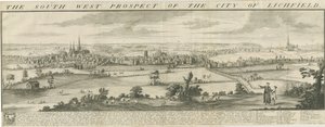 Lichfield - Vista suroeste: grabado de Samuel Buck