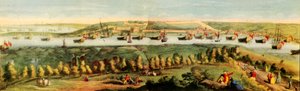 La Perspectiva Oeste del Astillero de Su Majestad en Chatham, 1738, 1942 de Samuel Buck