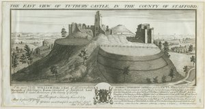 Castillo de Tutbury - Vista Este: grabado de Samuel Buck