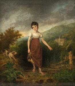 Una Chica Cruzando un Arroyo de Samuel Colman