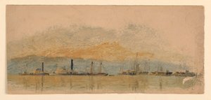 Vapores y Barcos en un Río de Samuel Colman