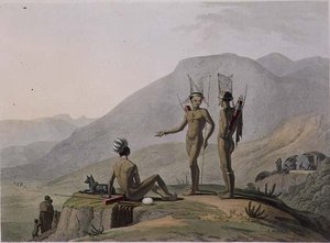 Hombres bosquimanos hotentotes armados para una expedición, lámina 2 de 