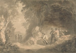 Escena continental - Brigadas en emboscada a la espera de un carruaje de Samuel Davis