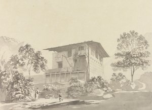 En la aldea cercana a Tassisudon [Tashicho Dzong] de Samuel Davis
