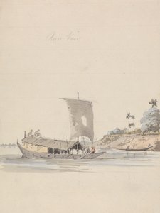 Vista al río con un junco (¿cerca de Rajmahal?) de Samuel Davis