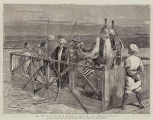 En camino a la India, ferry en Kantara, en el Canal de Suez