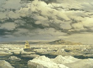 Primer descubrimiento de tierra por el HMS Investigator, 6 de septiembre de 1850, grabado por E. Walker, 1854