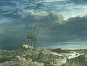 H.M.S. Investigator en el hielo, 8 de octubre de 1850, grabado por E. Walker, publicado en 1854