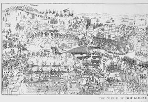 El sitio de Boulogne por el rey Enrique VIII en 1544, grabado por James Basire, 1788