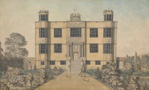Barlborough Hall, cerca de Chesterfield, Derbyshire: la fachada principal de la mansión de Samuel Hieronymus Grimm