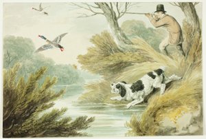 Cazador con perro de caza de Samuel Howett