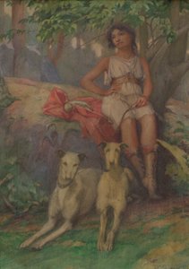 Figura con dos perros de Samuel Isham
