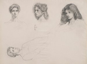Boceto de cabezas femeninas de Samuel Isham
