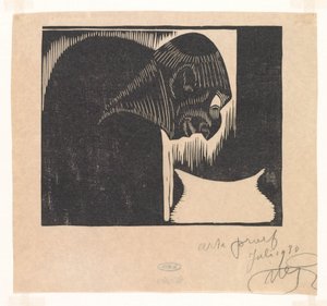 Hombre encorvado con cuenco de Samuel Jessurun de Mesquita (signed by artist)