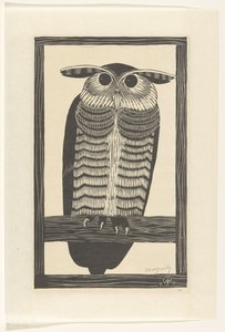 Búho de los cuernos de Samuel Jessurun de Mesquita (signed by artist)