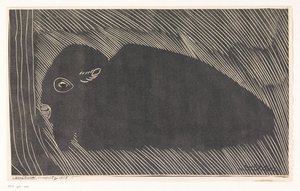 Bisonte reclinado de Samuel Jessurun de Mesquita (signed by artist)