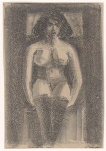 Mujer sentada desnuda, con medias de Samuel Jessurun de Mesquita
