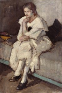 Niña con vestido blanco (óleo sobre lienzo) de Samuel John Peploe